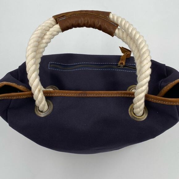 Ernest Alexander Navy Canvas Large Tote Bag Leather Rope Handles made in USA - Picture 10 of 11